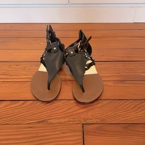 Vince Camuto black flats with gold accents